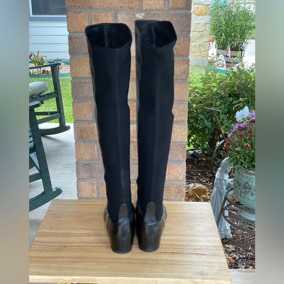 Stuart Weitzman MAINLINE Hidden Wedge Over the Knee Boot Black Leather Size 8.5 - Picture 8 of 11